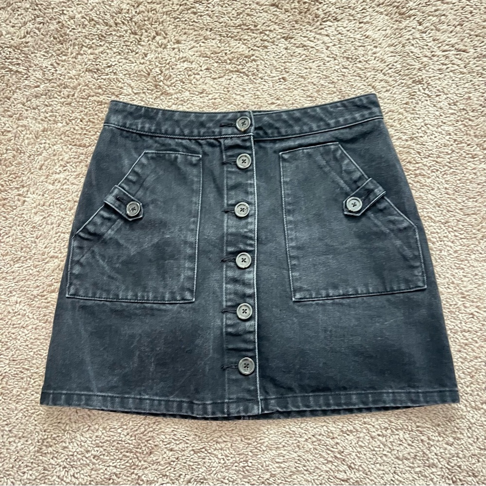 Forever 21 Black Y2K A-line Button Front Grunge Goth Mini Skirt Women’s Size M